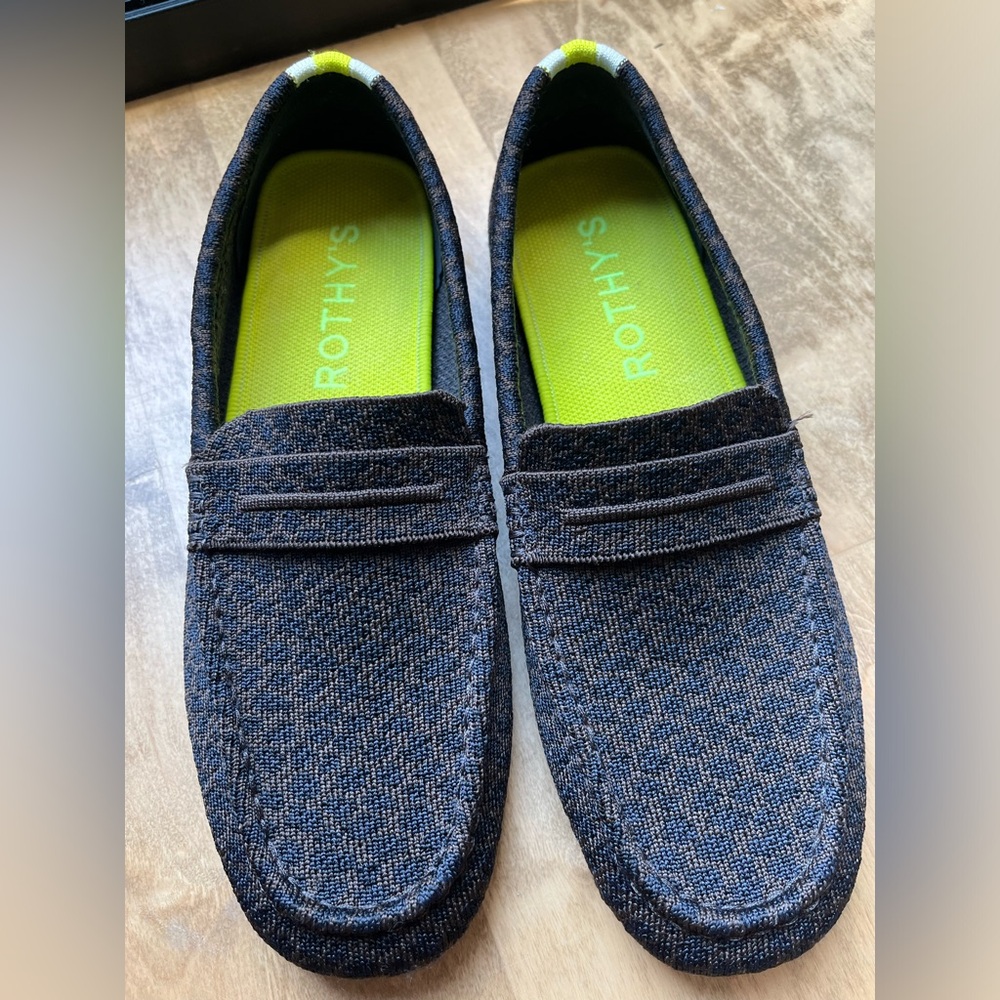 Rothy’s, The Driver, brown/black leopard loafer.